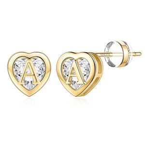 Heart Initial Stud Earrings