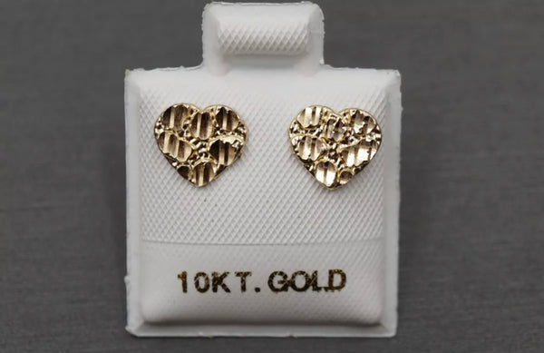 10K Real Gold Heart Nugget Earrings