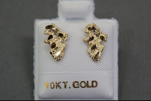 10K Real Gold Nugget Earrings