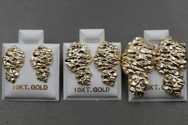 10K Real Gold Nugget Earrings